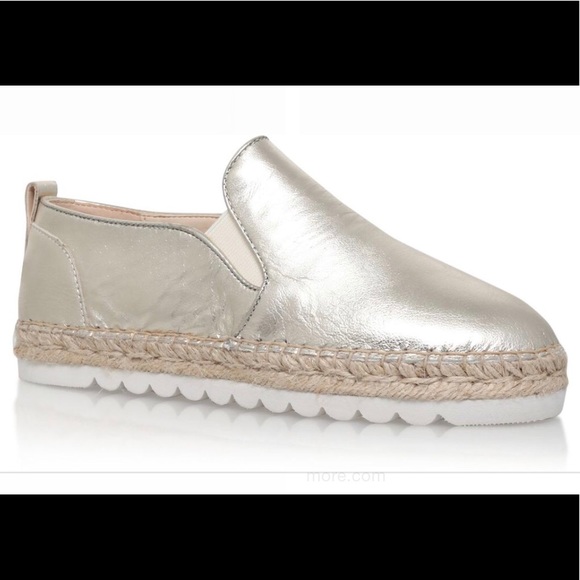 Nine West Shoes - Nine West Gold metallic leather espadrilles slipon